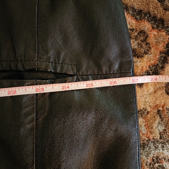 Vintage Accent Black Leather Cocoon Sleeve Maxi Single Breasted  Coat Size XL - Picture 11 of 14